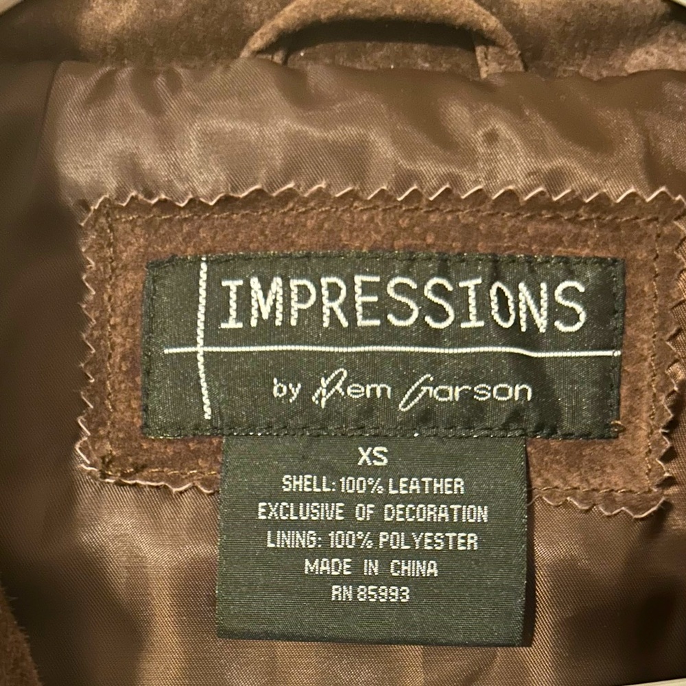 IMPRESSIONS BY REM GARSON VINTAGE WM BRN SUEDE JACKET XS BEADED DESIGN NEVERWORN - Picture 6 of 6
